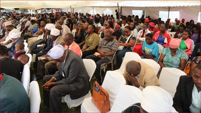 Mourners at the funeral service of Bahati MP Irene Njoki's brother.